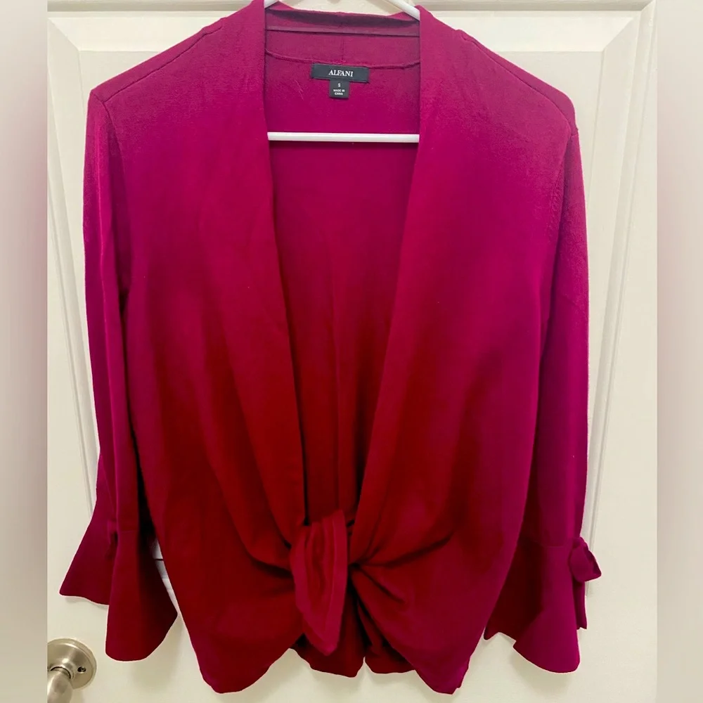 ALFANI burgundy wrap sweater with 3/4 length sleeves - Small - Picture 1 of 5